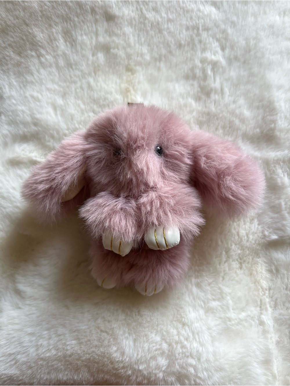 Fuzzy Pink Bunny Plush Bag Charm | Soft Rabbit Keychain Plushie 5”